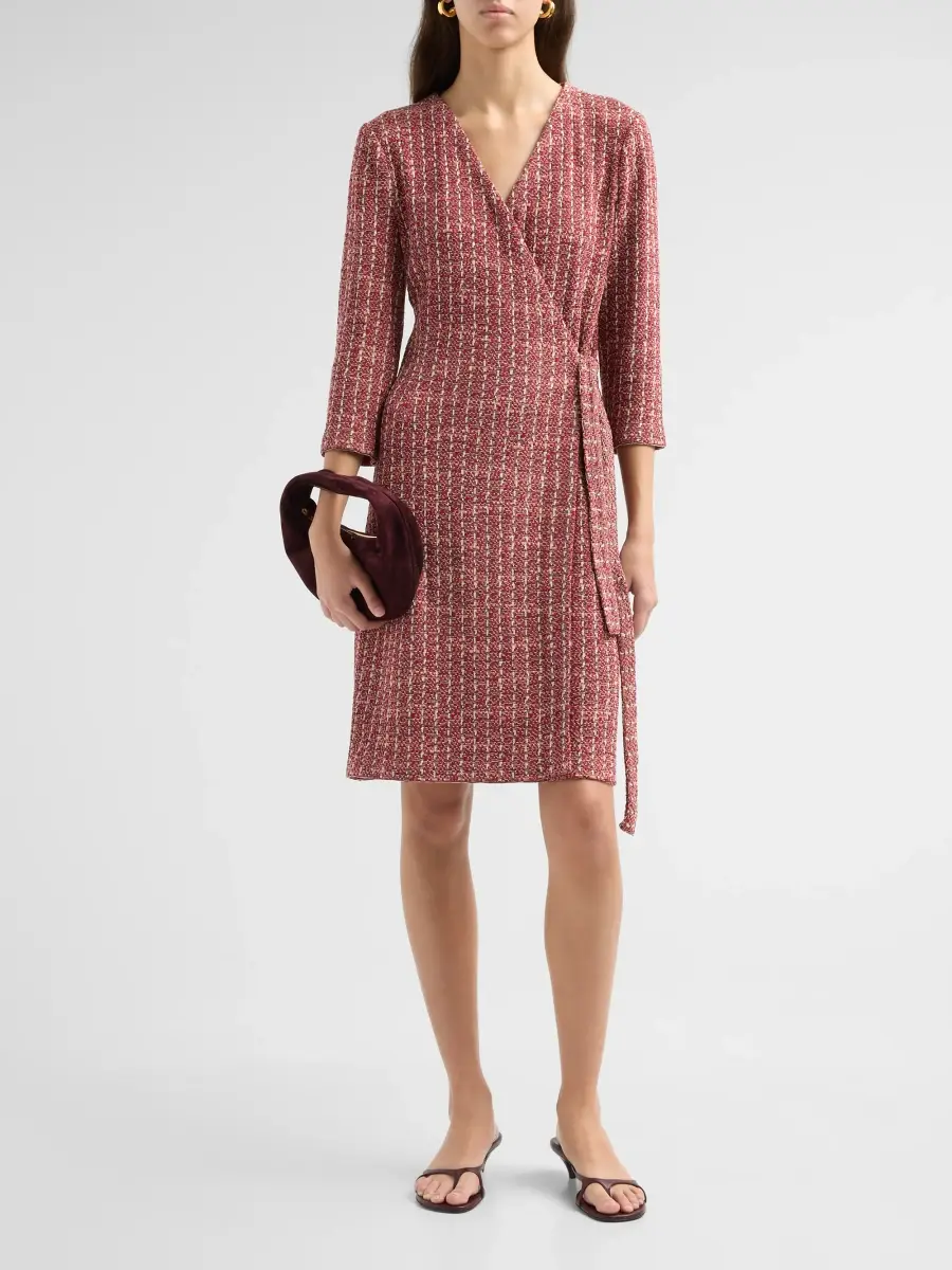 Misook Women's Tweed Jacquard Mini Wrap Dress | Thumbnail 2