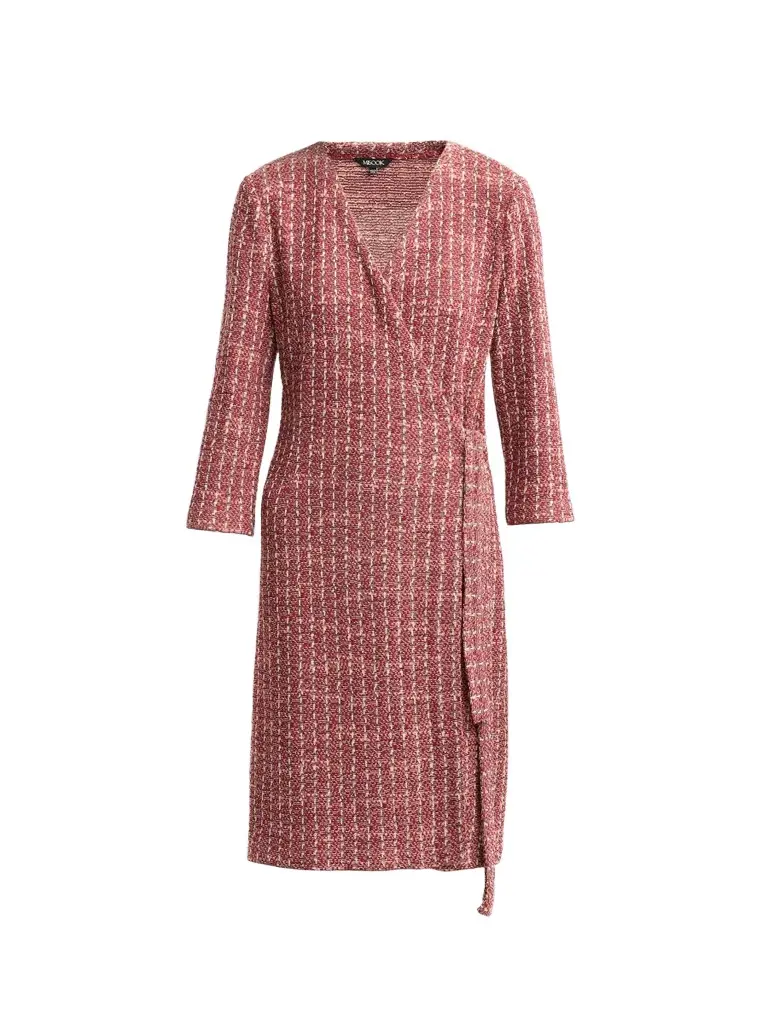Misook Women's Tweed Jacquard Mini Wrap Dress