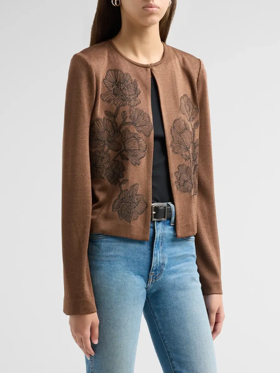 Misook Women's Embroidered Metallic Knit Cardigan | Thumbnail 4 Misook Women's Embroidered Metallic Knit Cardigan | Thumbnail 4