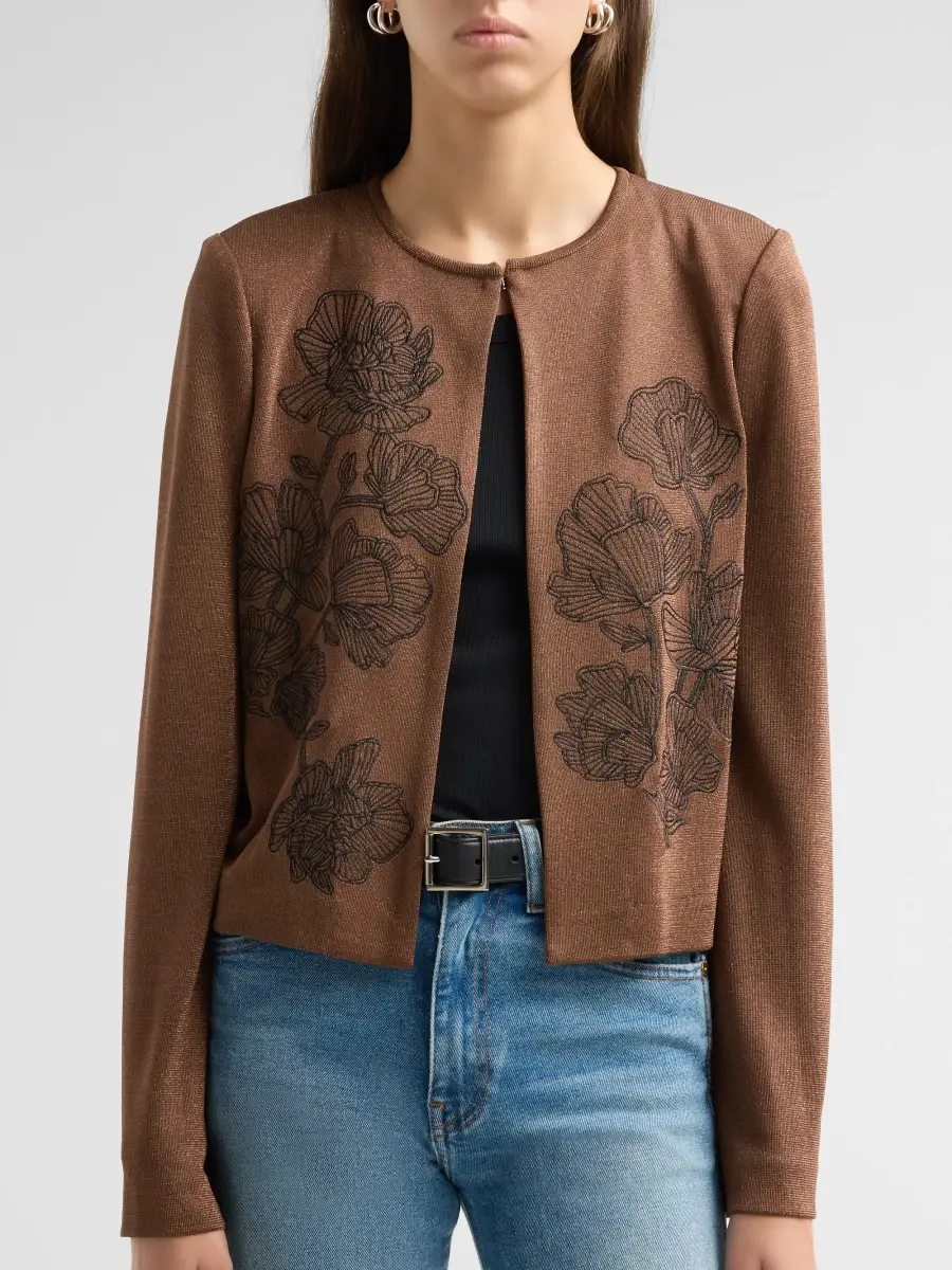 Misook Women's Embroidered Metallic Knit Cardigan | Thumbnail 5 Misook Women's Embroidered Metallic Knit Cardigan | Thumbnail 5