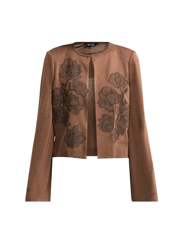 Misook Women's Embroidered Metallic Knit Cardigan