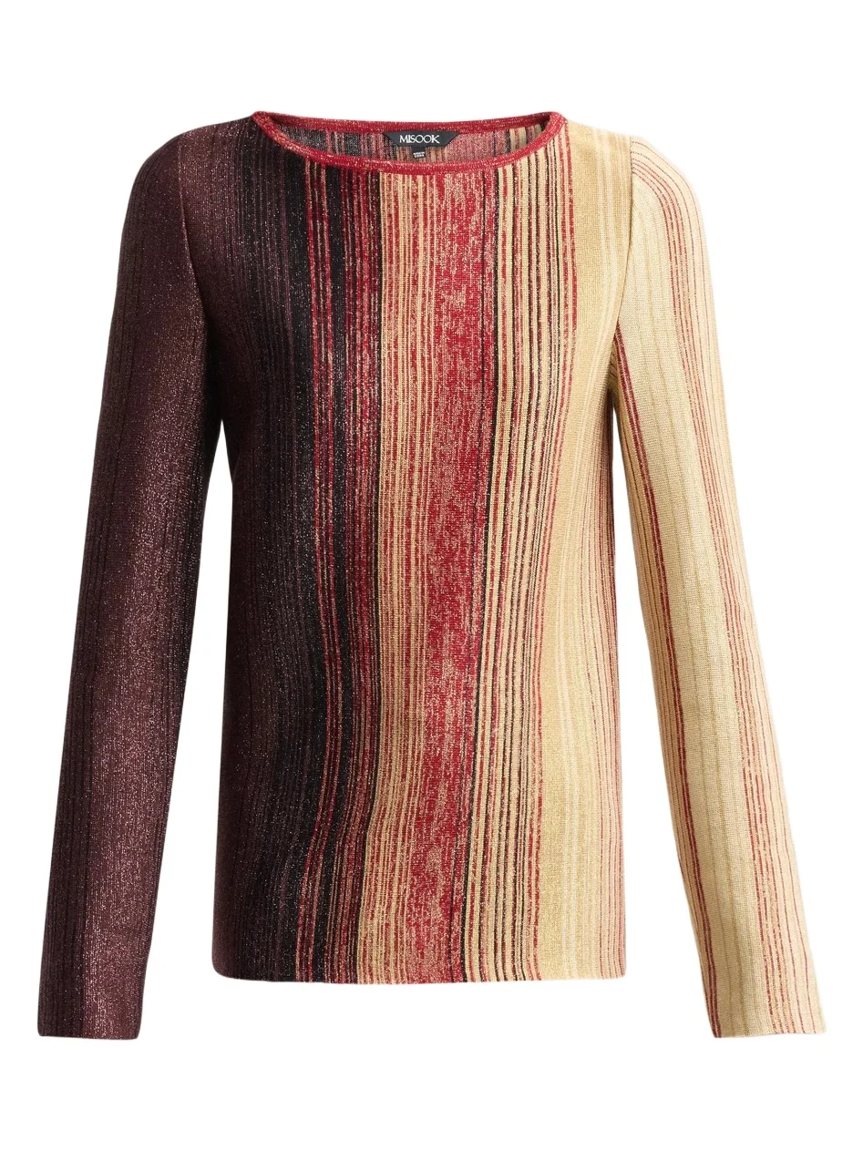 Misook Women's Metallic Ombré Striped Top