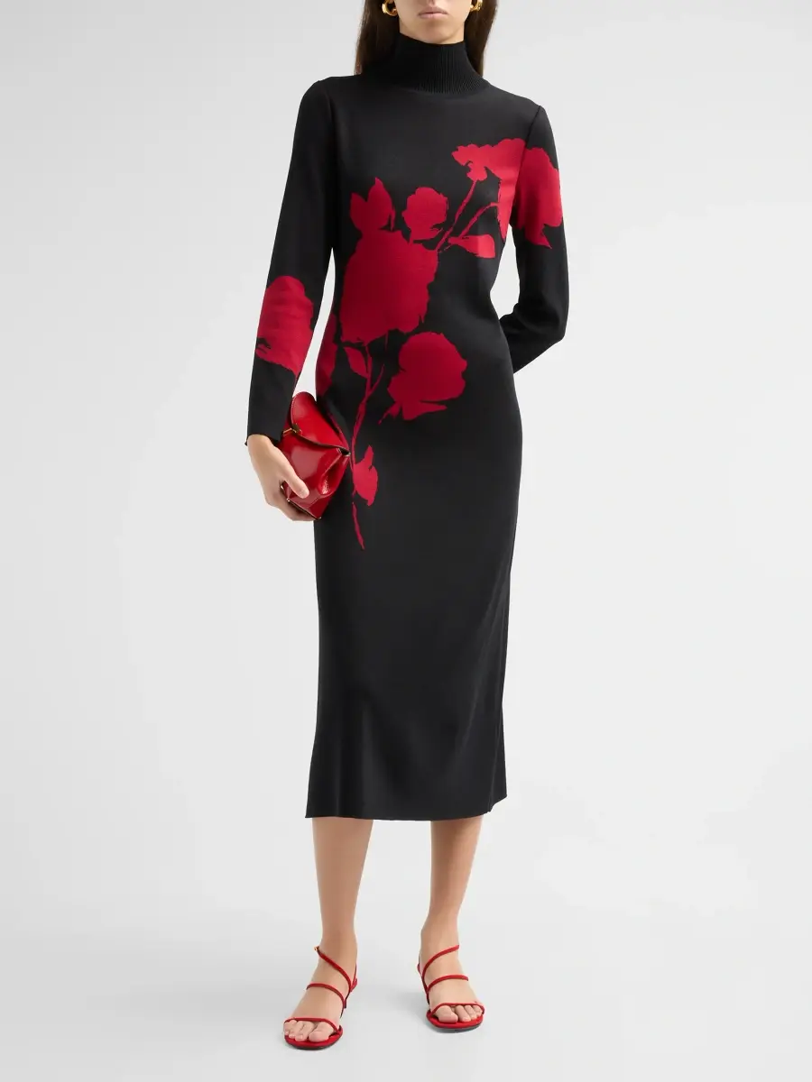 Misook Women's Floral-Jacquard Knit Midi Dress | Thumbnail 2