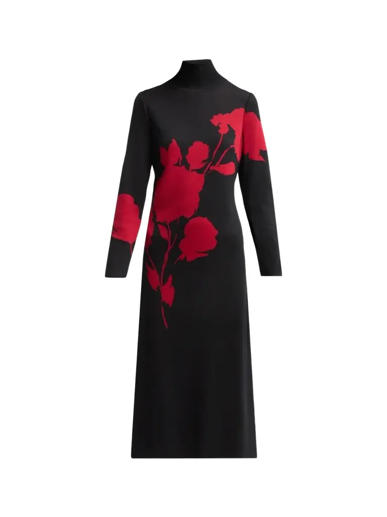 Misook Women's Floral-Jacquard Knit Midi Dress