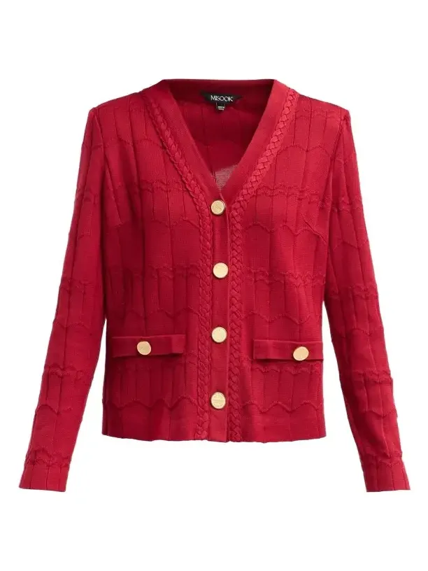 Misook Women's Textured-Knit Cardigan