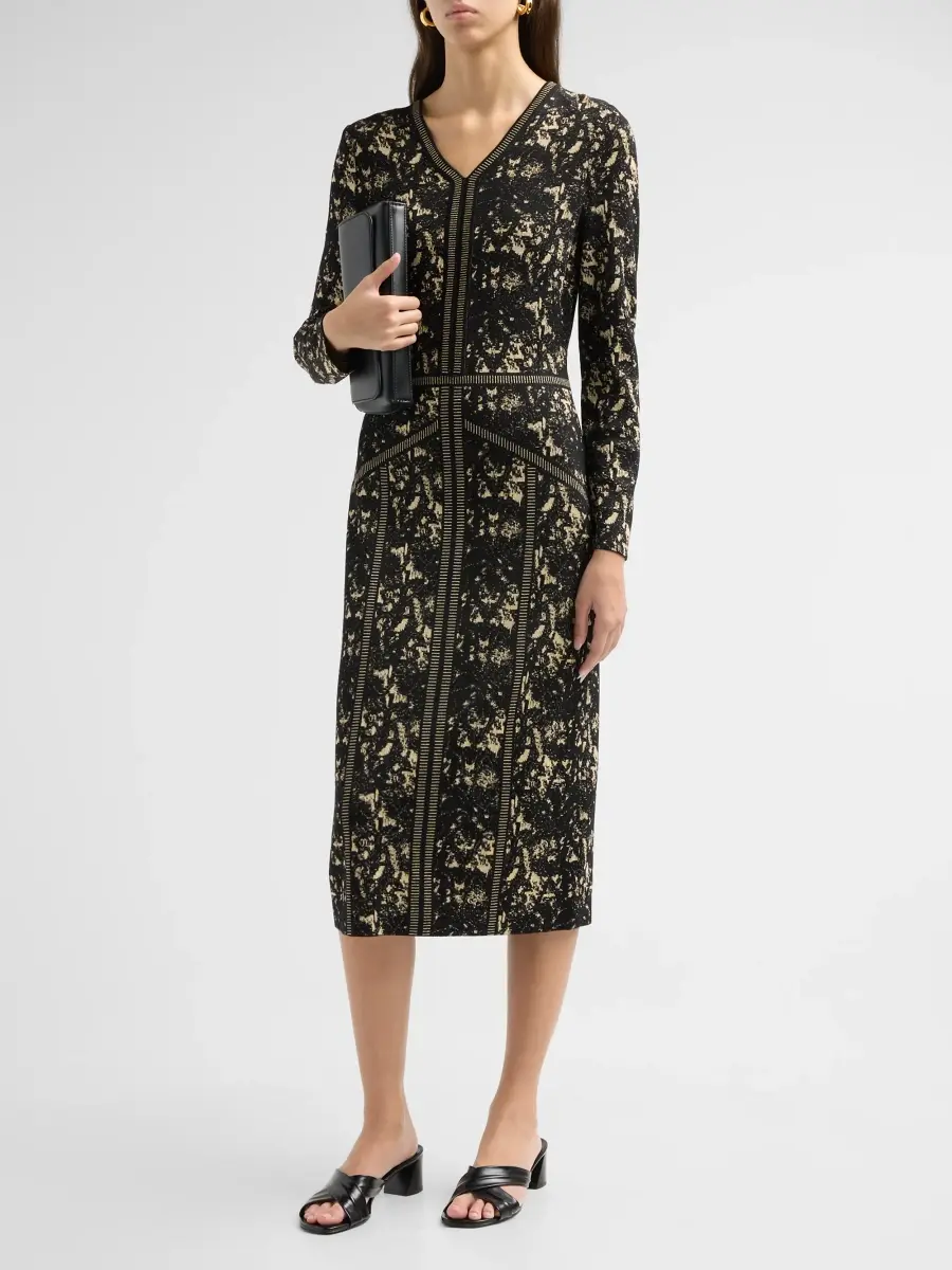 Misook Women's Abstract V-Neck Sheath Midi Dress | Thumbnail 4 Misook Women's Abstract V-Neck Sheath Midi Dress | Thumbnail 4