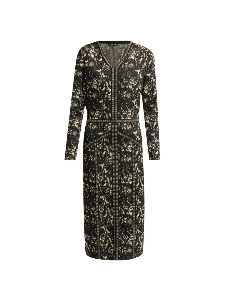 Women's Abstract V-Neck Sheath Midi Dress