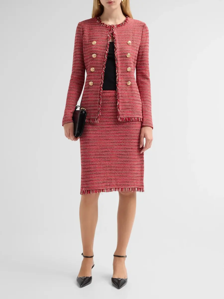 Ming Wang Women's x Anna Marie Petite Fringed Tweed Jacket | Thumbnail 2 Ming Wang Women's x Anna Marie Petite Fringed Tweed Jacket | Thumbnail 2