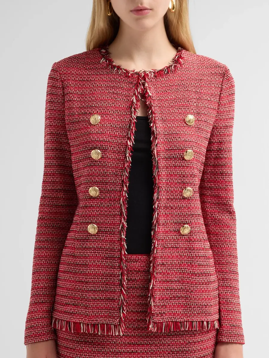 Ming Wang Women's x Anna Marie Petite Fringed Tweed Jacket | Thumbnail 5 Ming Wang Women's x Anna Marie Petite Fringed Tweed Jacket | Thumbnail 5