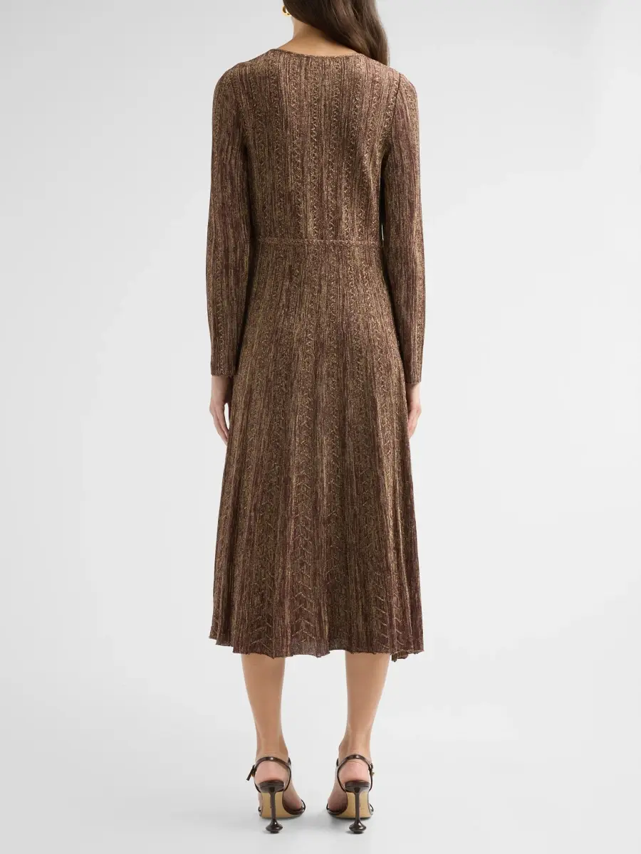 Misook Women's Metallic Pleated Midi Dress | Thumbnail 3 Misook Women's Metallic Pleated Midi Dress | Thumbnail 3