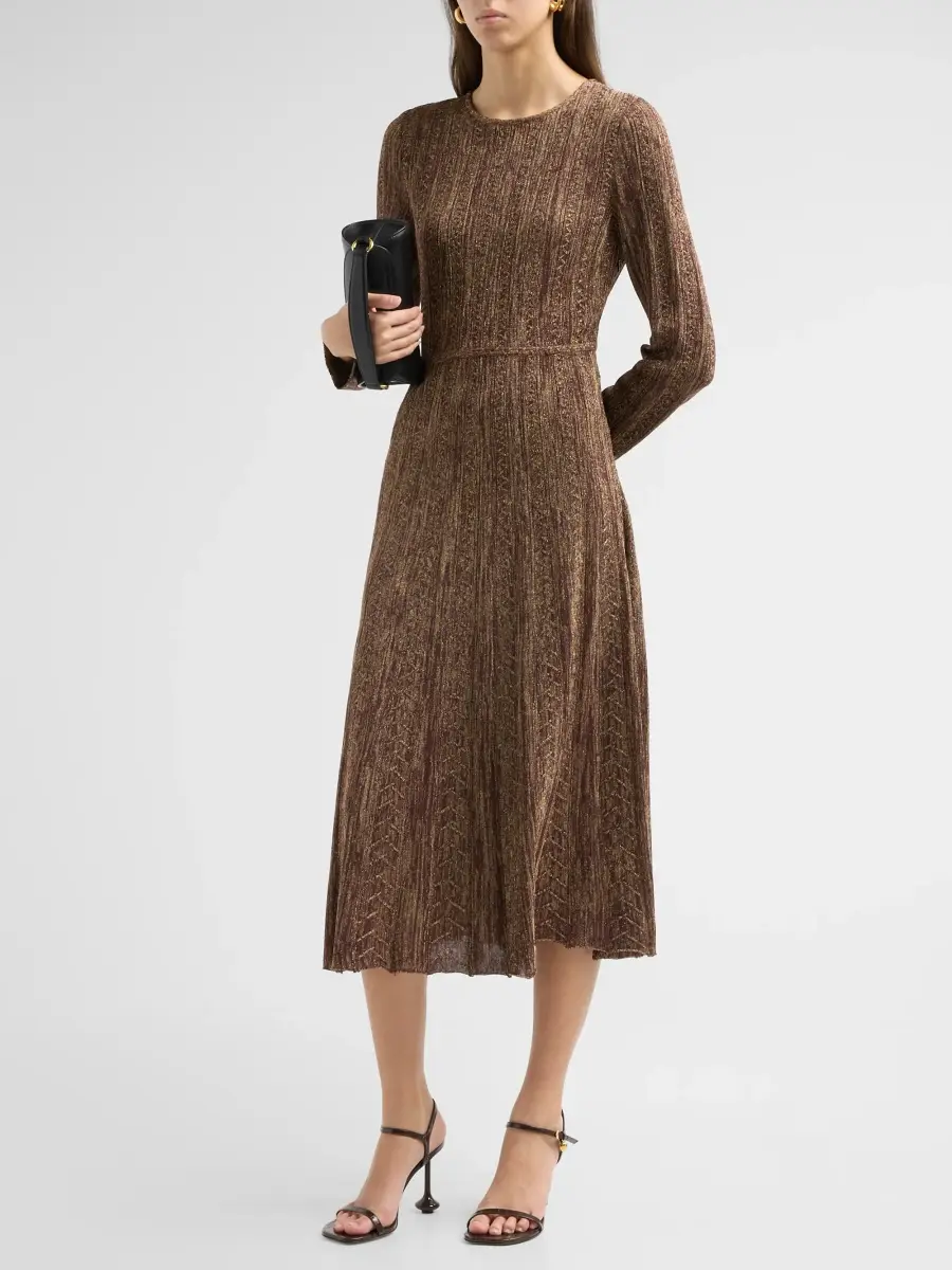 Misook Women's Metallic Pleated Midi Dress | Thumbnail 4 Misook Women's Metallic Pleated Midi Dress | Thumbnail 4