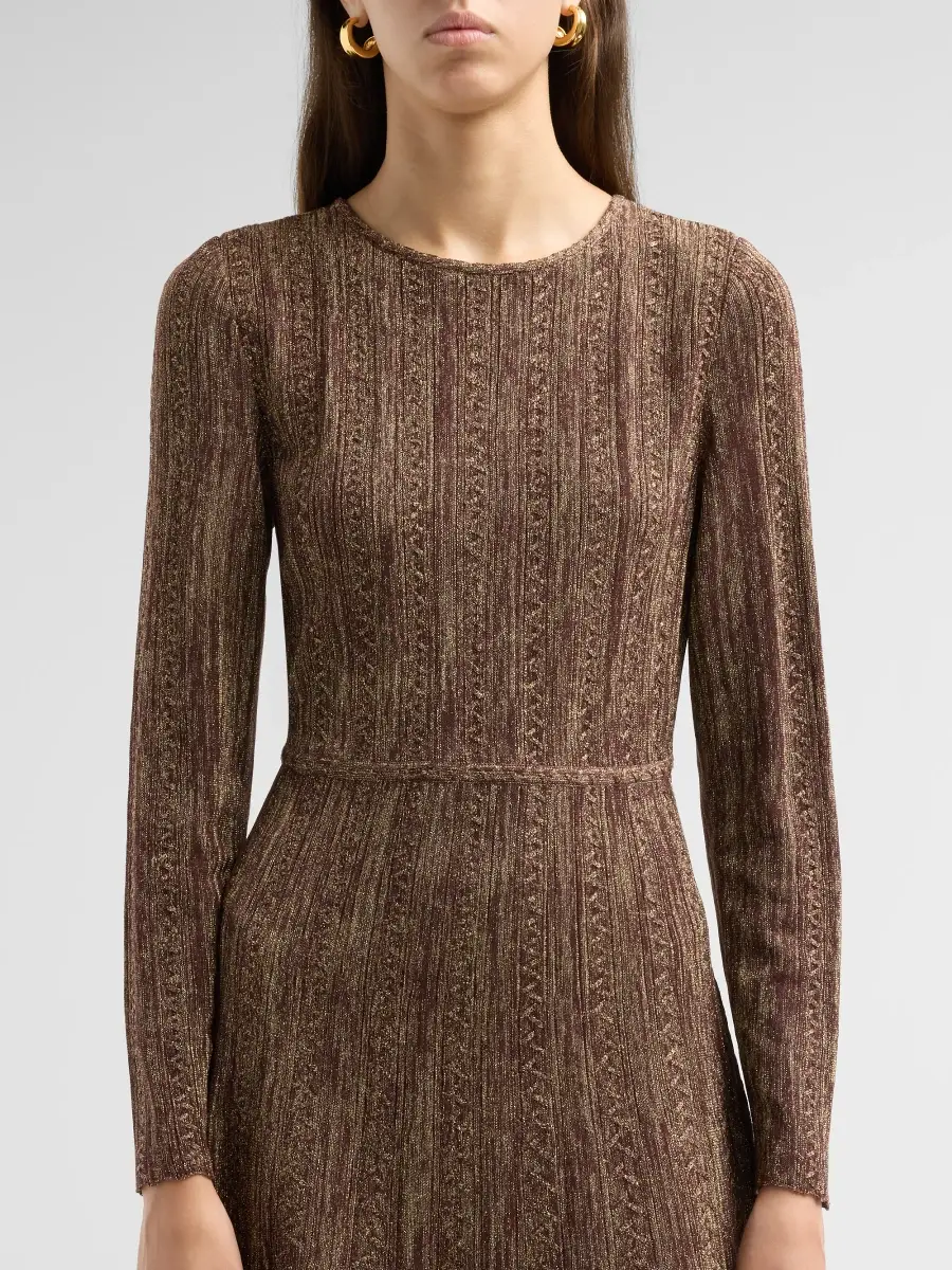 Misook Women's Metallic Pleated Midi Dress | Thumbnail 5 Misook Women's Metallic Pleated Midi Dress | Thumbnail 5