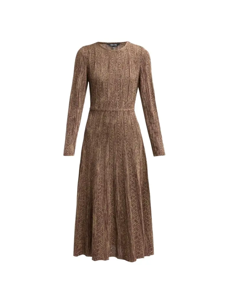 Women's Metallic Pleated Midi Dress