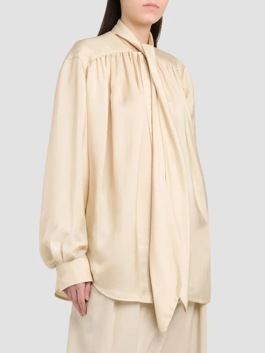 Bottega Veneta Women's Scarf-Neck Silk Blouse | Thumbnail 4 Bottega Veneta Women's Scarf-Neck Silk Blouse | Thumbnail 4