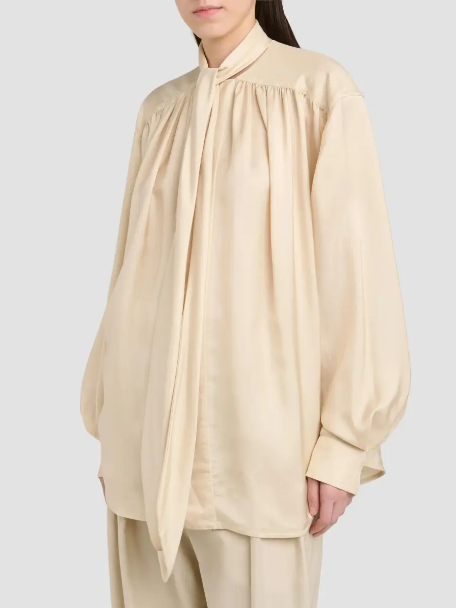 Bottega Veneta Women's Scarf-Neck Silk Blouse | Thumbnail 6 Bottega Veneta Women's Scarf-Neck Silk Blouse | Thumbnail 6