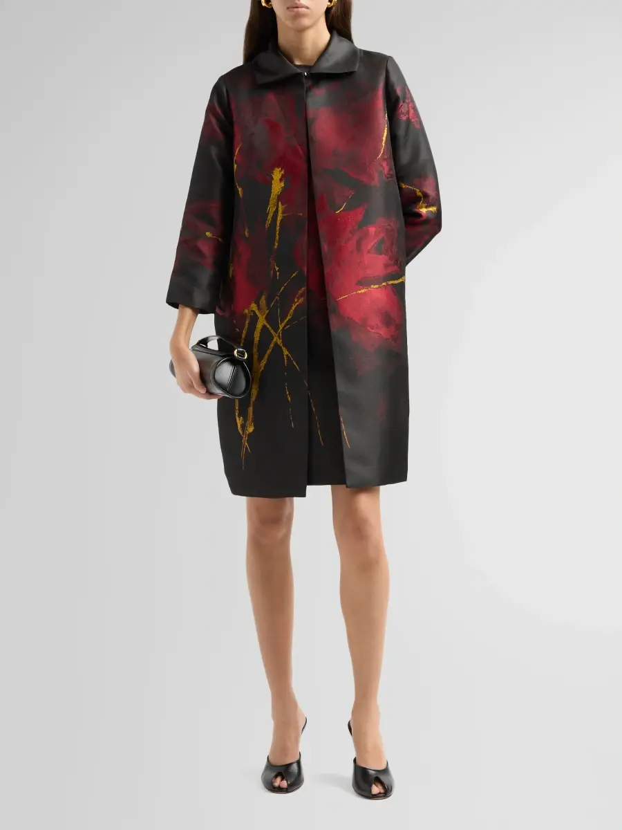 Misook Women's Metallic Floral Jacquard Longline Jacket | Thumbnail 2
