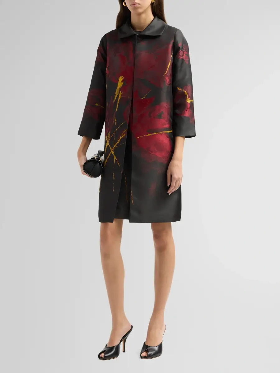 Misook Women's Metallic Floral Jacquard Longline Jacket | Thumbnail 4