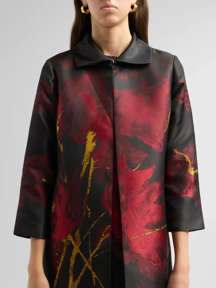 Misook Women's Metallic Floral Jacquard Longline Jacket | Thumbnail 5