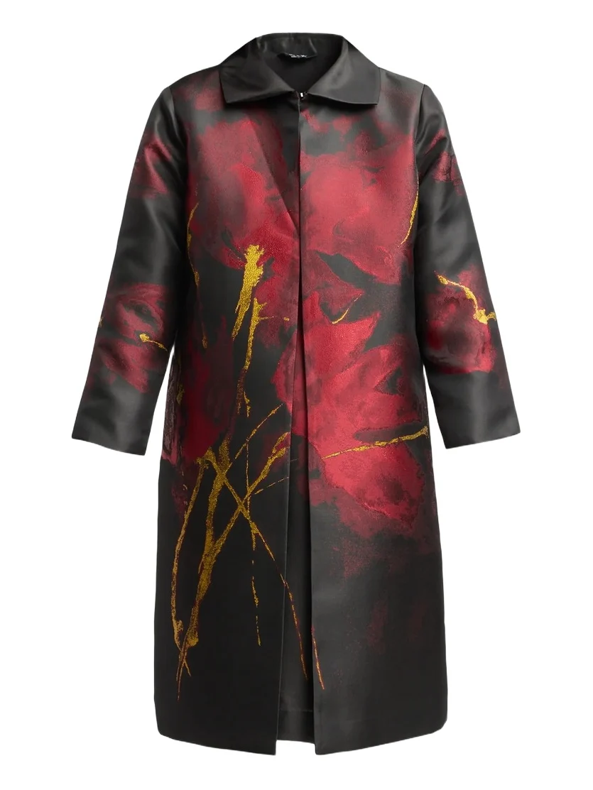 Women's Metallic Floral Jacquard Longline Jacket Women's Metallic Floral Jacquard Longline Jacket