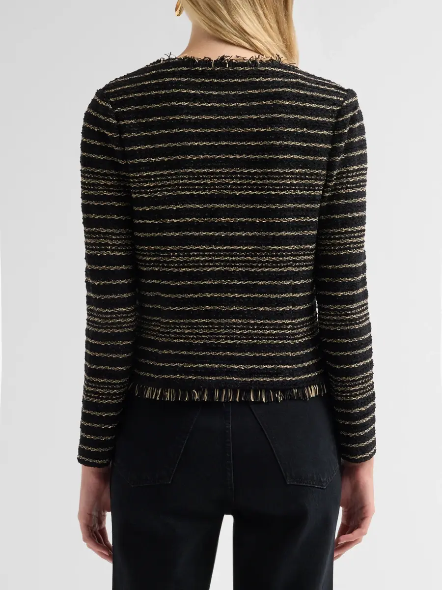 Ming Wang Women's Petite Striped Tweed Jacket | Thumbnail 3