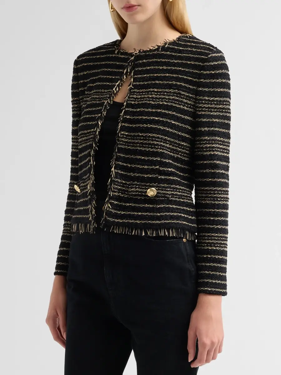 Ming Wang Women's Petite Striped Tweed Jacket | Thumbnail 4