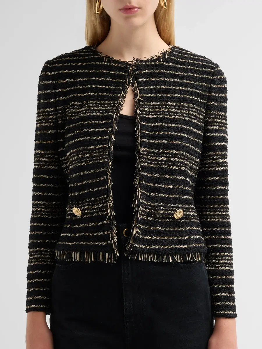 Ming Wang Women's Petite Striped Tweed Jacket | Thumbnail 5