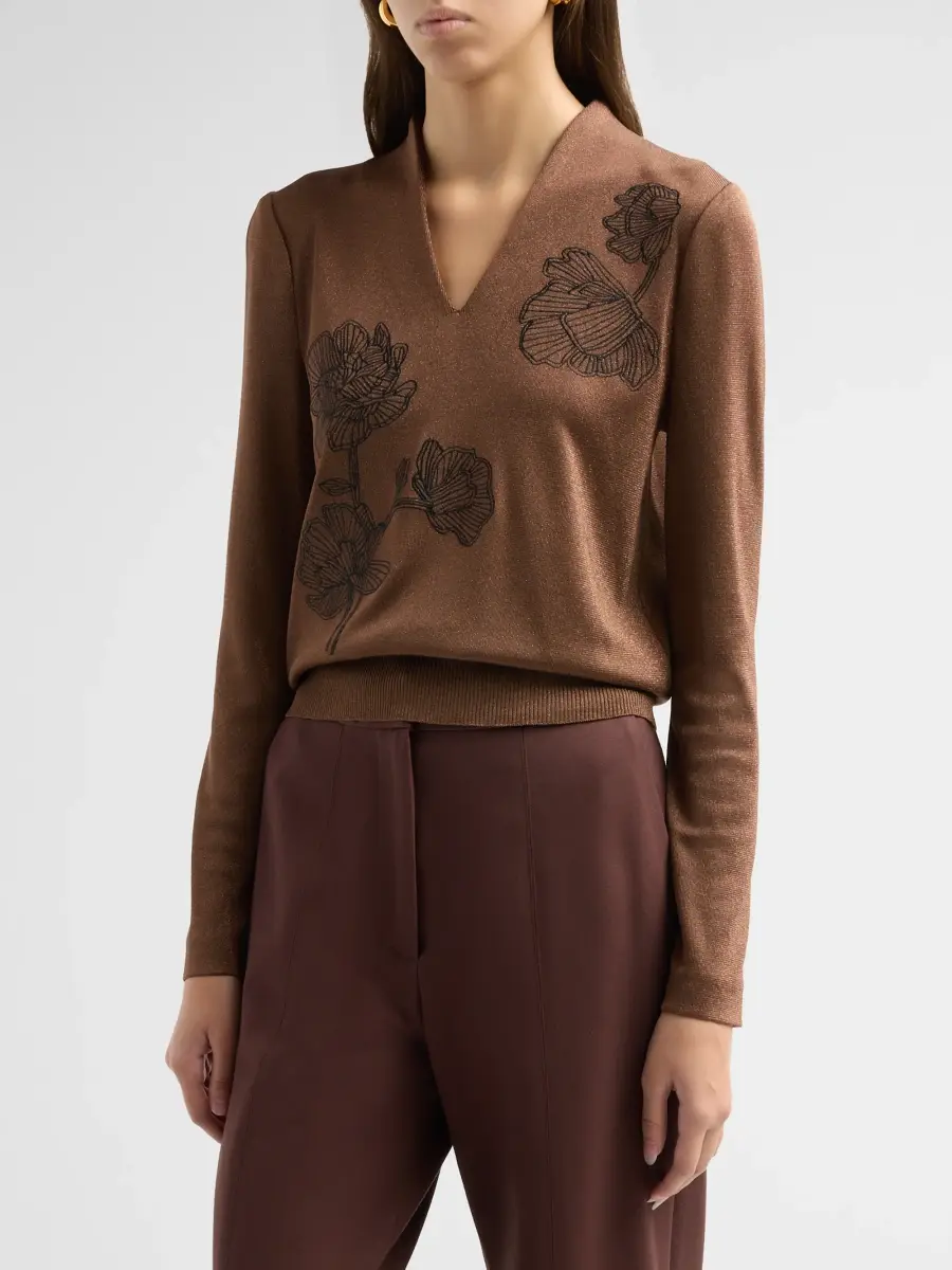 Misook Women's Embroidered Metallic-Knit Top | Thumbnail 4 Misook Women's Embroidered Metallic-Knit Top | Thumbnail 4