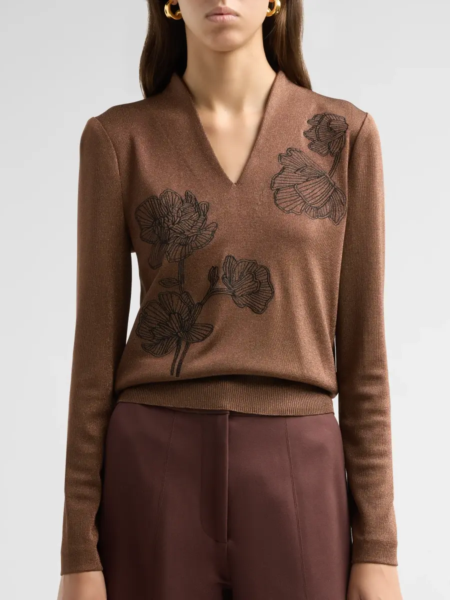 Misook Women's Embroidered Metallic-Knit Top | Thumbnail 5 Misook Women's Embroidered Metallic-Knit Top | Thumbnail 5