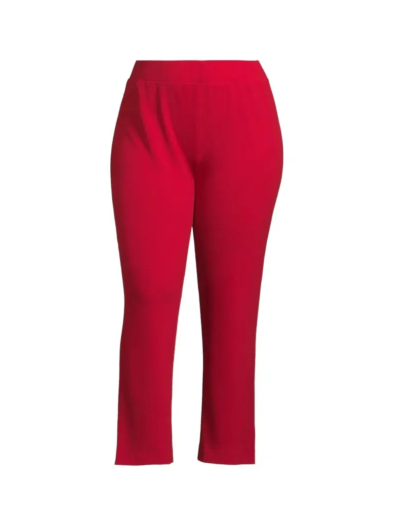 Ming Wang Women's Plus Stretch Deco Crepe Straight-Fit Pants