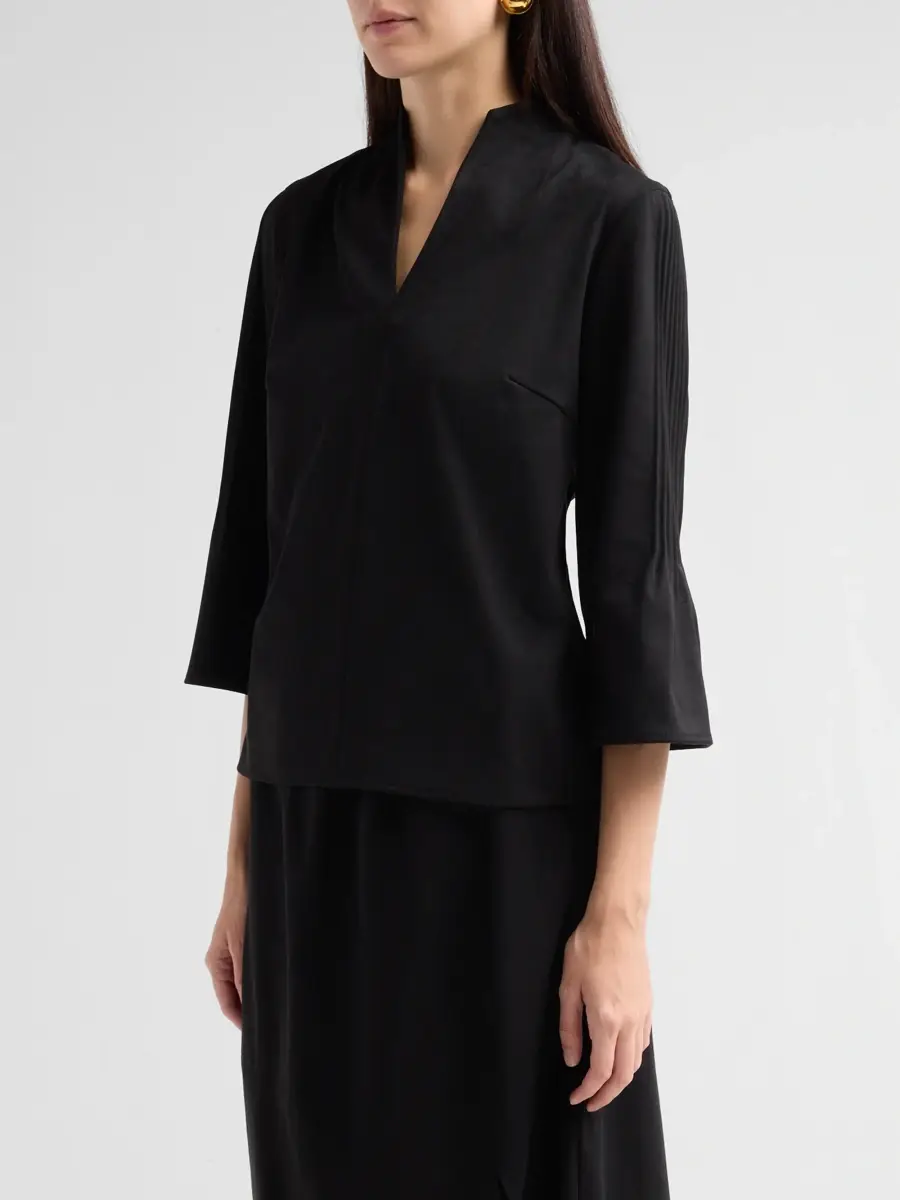 Ming Wang Women's Flare-Sleeve Faux Suede Blouse | Thumbnail 4 Ming Wang Women's Flare-Sleeve Faux Suede Blouse | Thumbnail 4