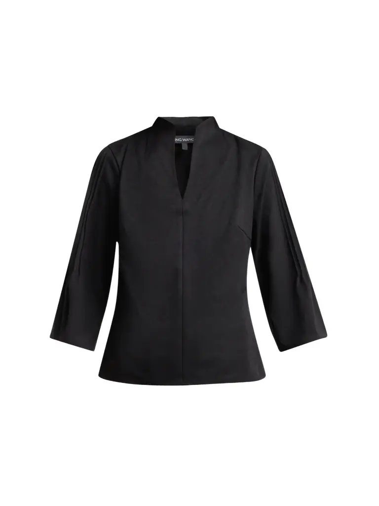 Ming Wang Women's Flare-Sleeve Faux Suede Blouse
