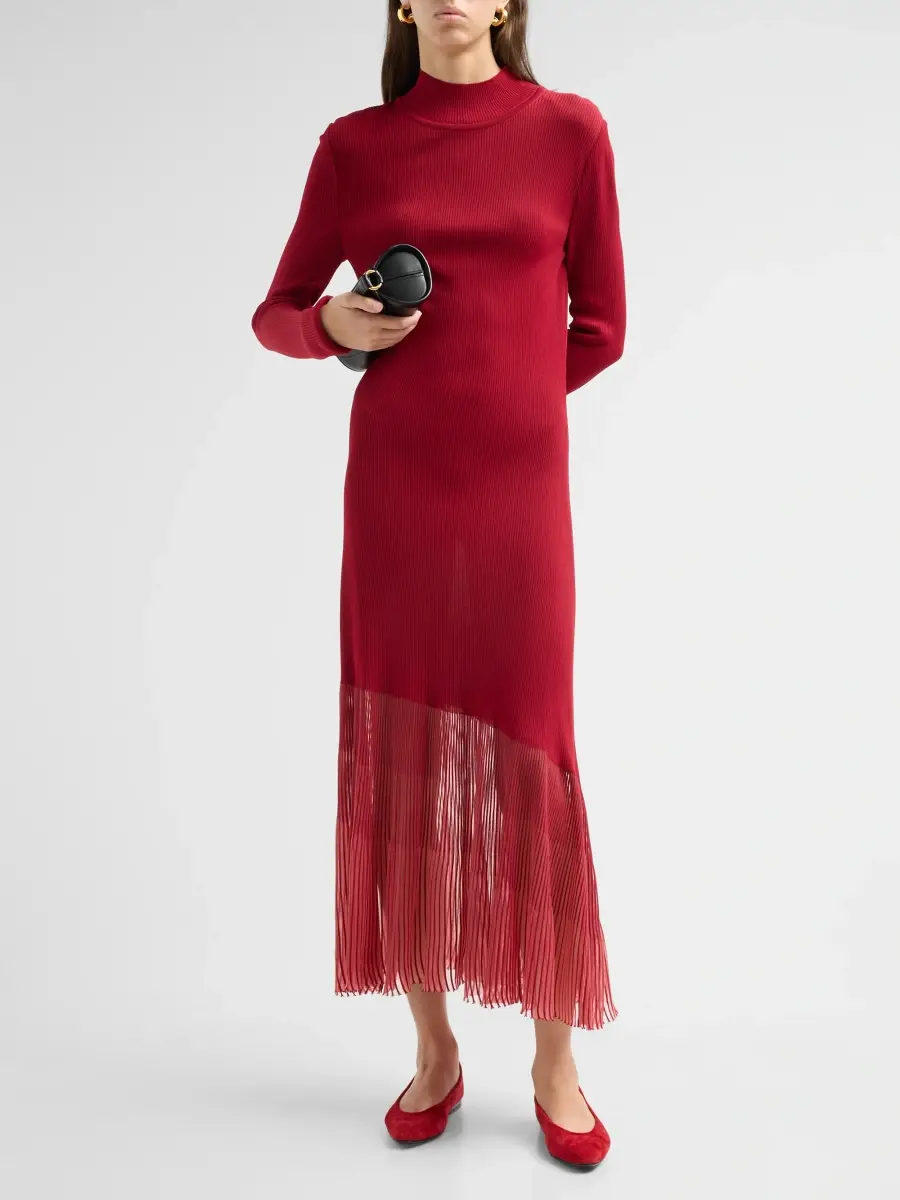 Misook Women's Rib-Knit Sheer-Hem Maxi Dress | Thumbnail 2