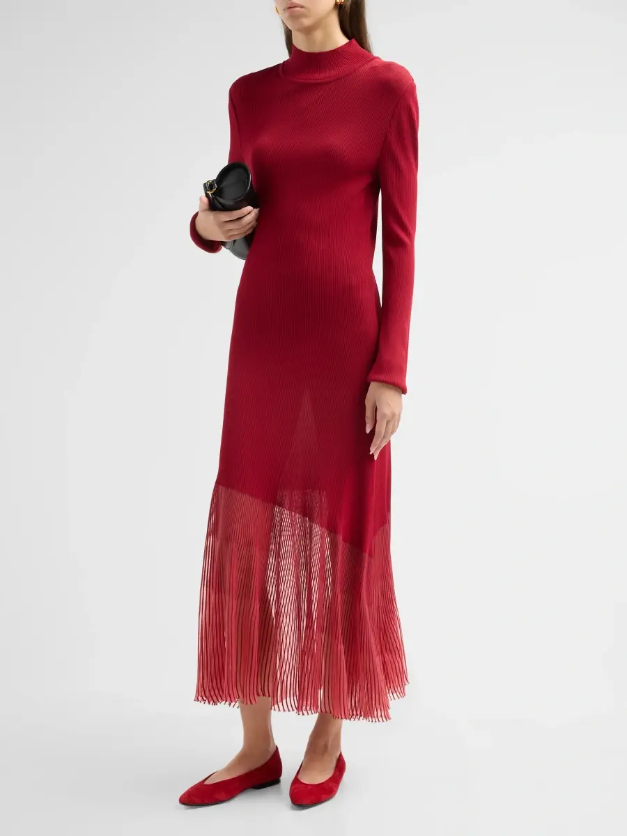 Misook Women's Rib-Knit Sheer-Hem Maxi Dress | Thumbnail 4