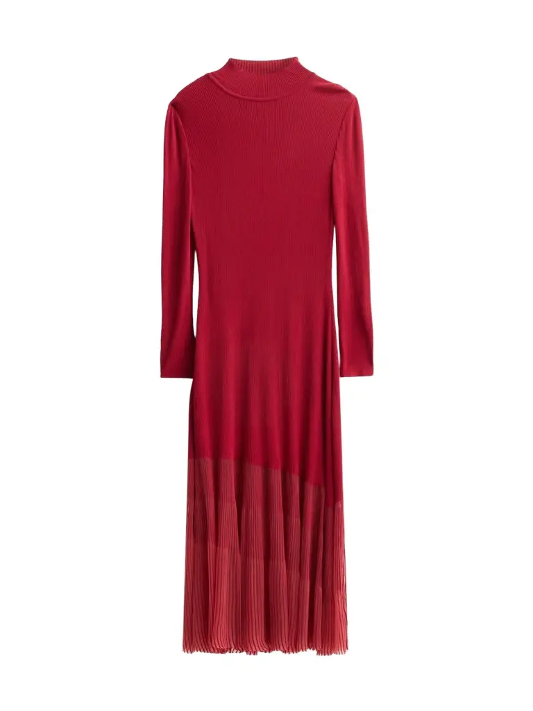 Misook Women's Rib-Knit Sheer-Hem Maxi Dress