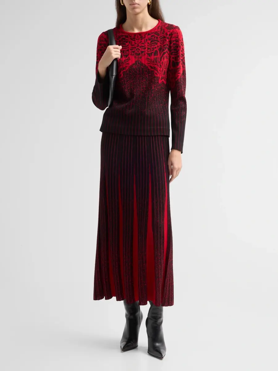 Ming Wang Women's Petite Striped Two-Tone Gradient Pleated Maxi Skirt | Thumbnail 2 Ming Wang Women's Petite Striped Two-Tone Gradient Pleated Maxi Skirt | Thumbnail 2