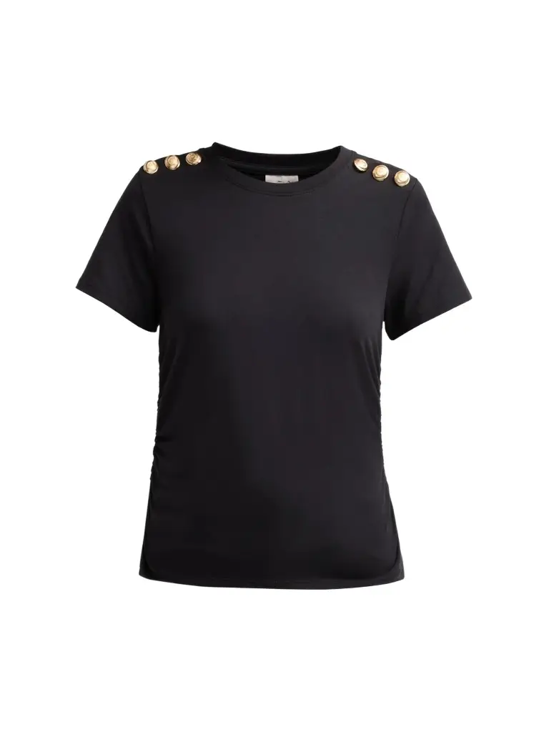 Cinq à Sept Women's Jasper Button-Shoulder Stretch-Cotton T-Shirt