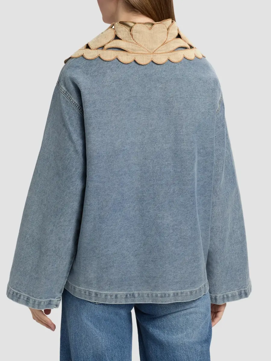 Farm Rio Women's Richelieu Cotton Denim Jacket | Thumbnail 5 Farm Rio Women's Richelieu Cotton Denim Jacket | Thumbnail 5