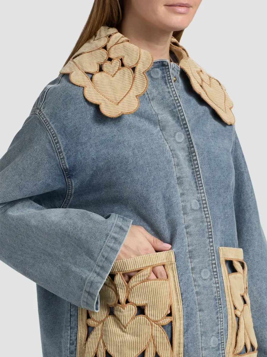 Farm Rio Women's Richelieu Cotton Denim Jacket | Thumbnail 6 Farm Rio Women's Richelieu Cotton Denim Jacket | Thumbnail 6