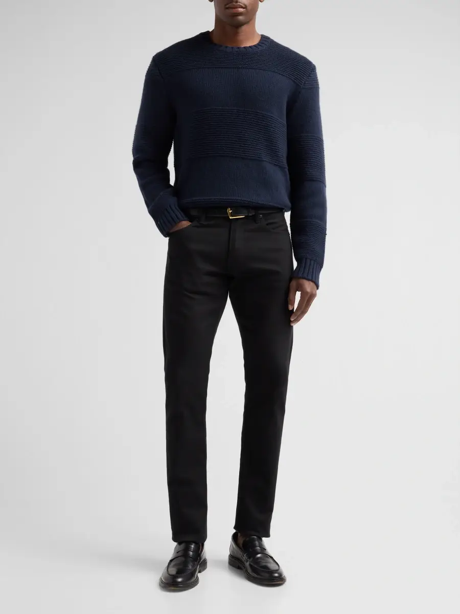 Vince Men's Garter Rugby Striped Crewneck Sweater | Thumbnail 2 Vince Men's Garter Rugby Striped Crewneck Sweater | Thumbnail 2