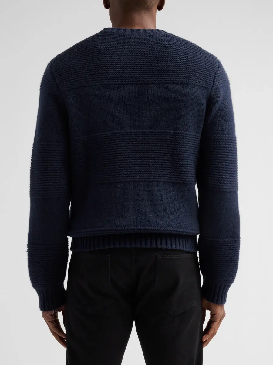Vince Men's Garter Rugby Striped Crewneck Sweater | Thumbnail 3 Vince Men's Garter Rugby Striped Crewneck Sweater | Thumbnail 3