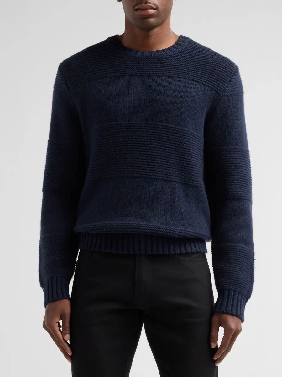 Vince Men's Garter Rugby Striped Crewneck Sweater | Thumbnail 4 Vince Men's Garter Rugby Striped Crewneck Sweater | Thumbnail 4