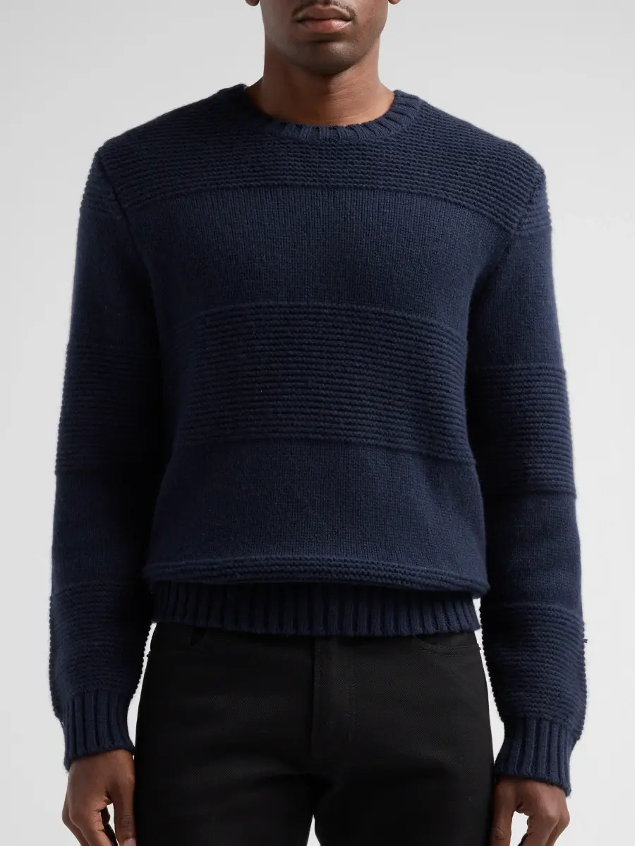 Vince Men's Garter Rugby Striped Crewneck Sweater | Thumbnail 5 Vince Men's Garter Rugby Striped Crewneck Sweater | Thumbnail 5