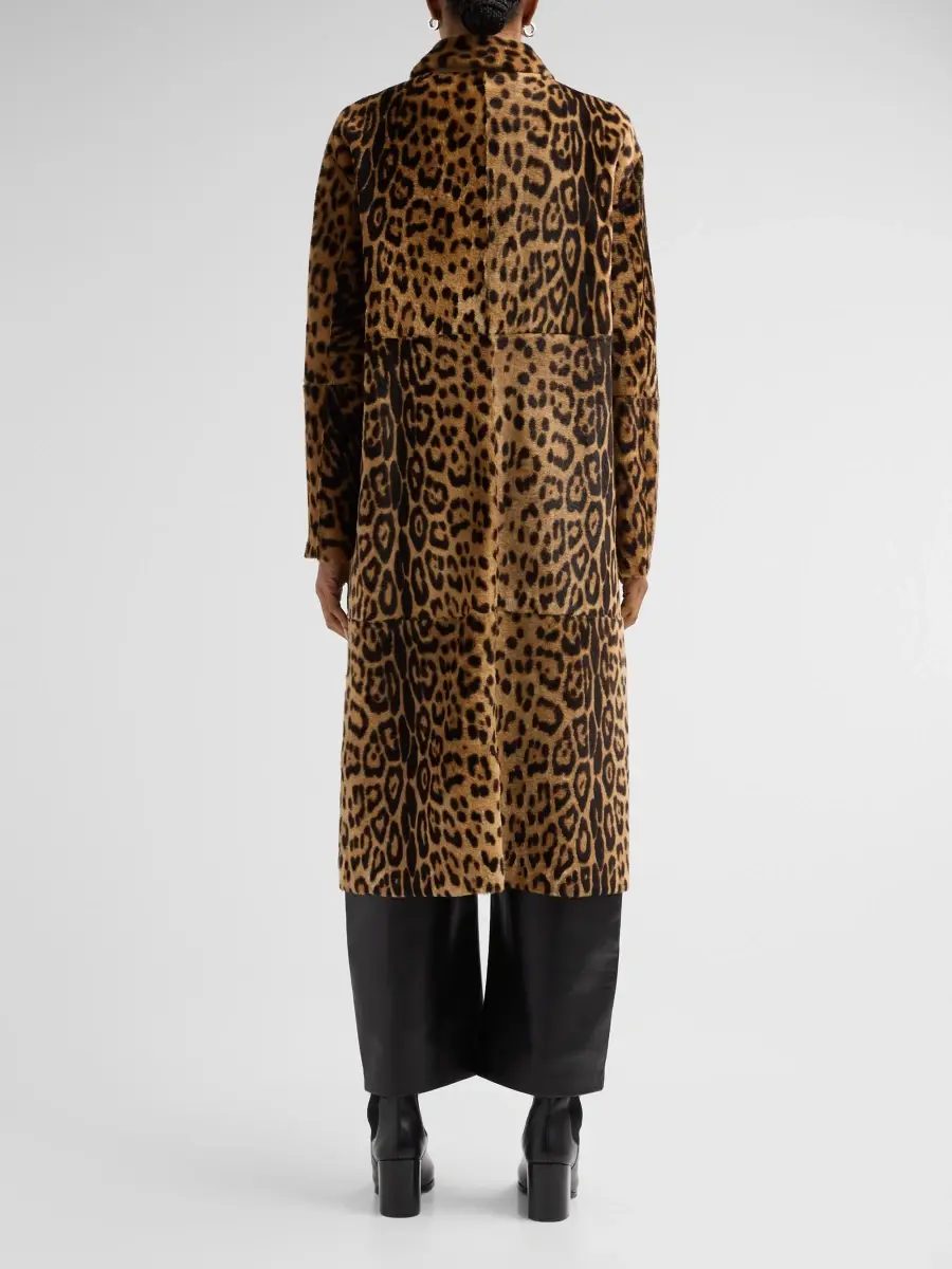 Nili Lotan Women's Davelle Leopard Faux Fur Coat | Thumbnail 3