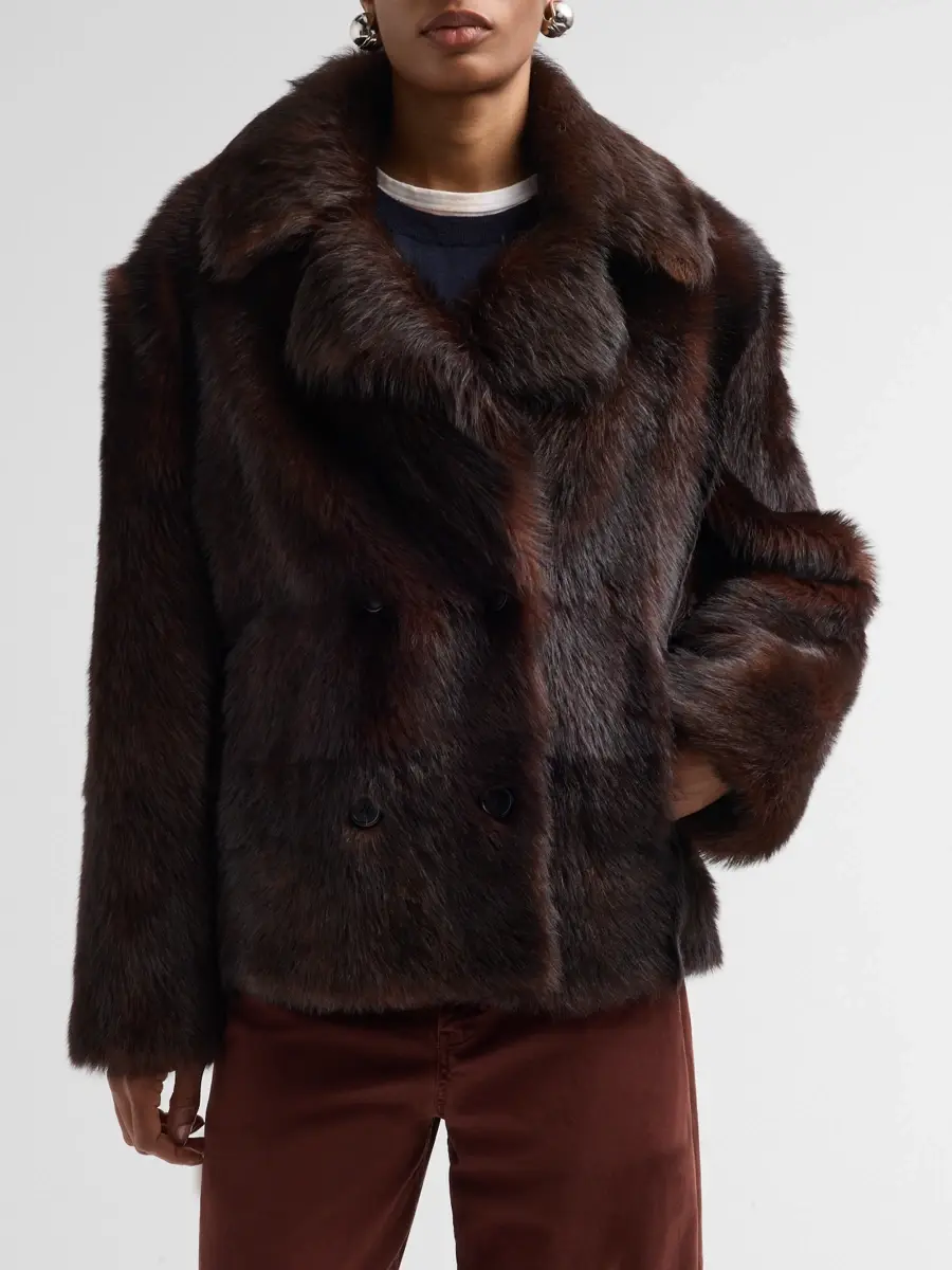 Nili Lotan Women's Cleophee Shearling Double-Breasted Coat | Thumbnail 4 Nili Lotan Women's Cleophee Shearling Double-Breasted Coat | Thumbnail 4