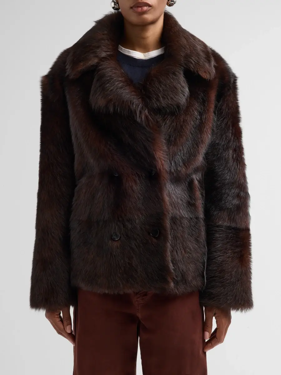 Nili Lotan Women's Cleophee Shearling Double-Breasted Coat | Thumbnail 5 Nili Lotan Women's Cleophee Shearling Double-Breasted Coat | Thumbnail 5