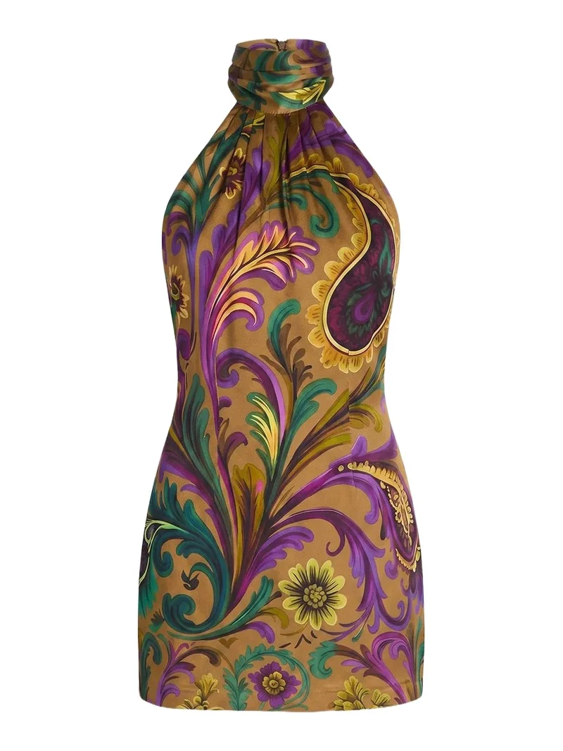 Retrofête Women's Hugo Paisley Stretch-Silk Mini Dress