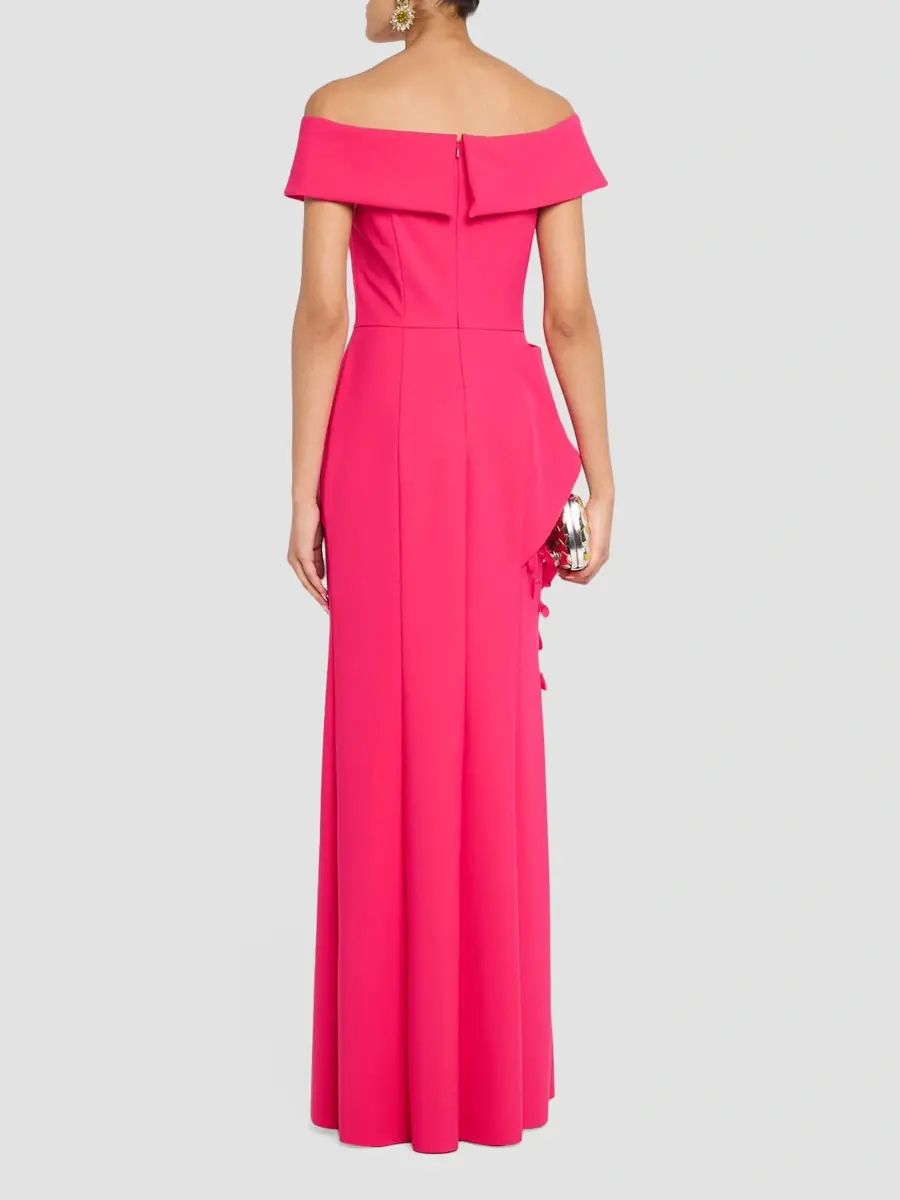 Teri Jon by Rickie Freeman Women's Off-The-Shoulder Peplum Scuba Gown | Thumbnail 3 Teri Jon by Rickie Freeman Women's Off-The-Shoulder Peplum Scuba Gown | Thumbnail 3