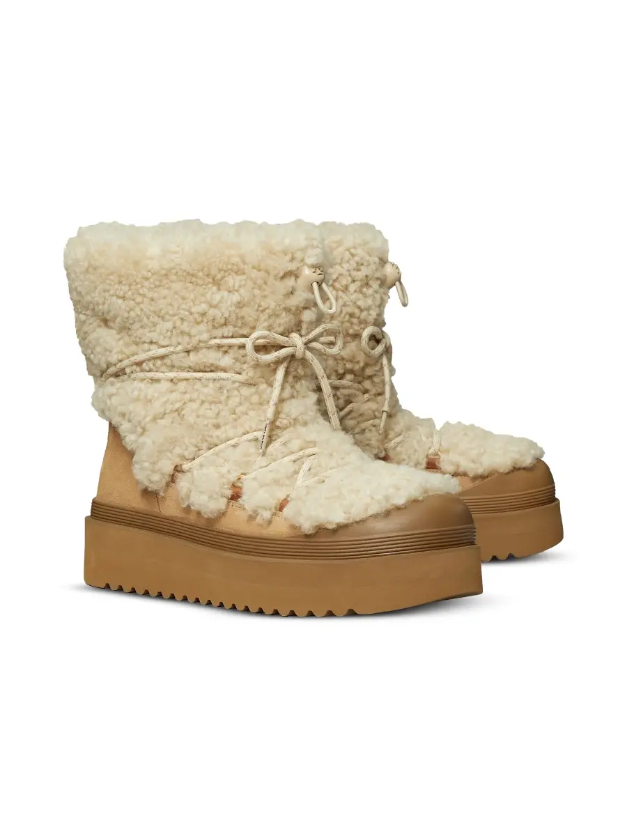 Tory Burch Women's Mellow Shearling-Suede Lace-Up Boots | Thumbnail 2 Tory Burch Women's Mellow Shearling-Suede Lace-Up Boots | Thumbnail 2