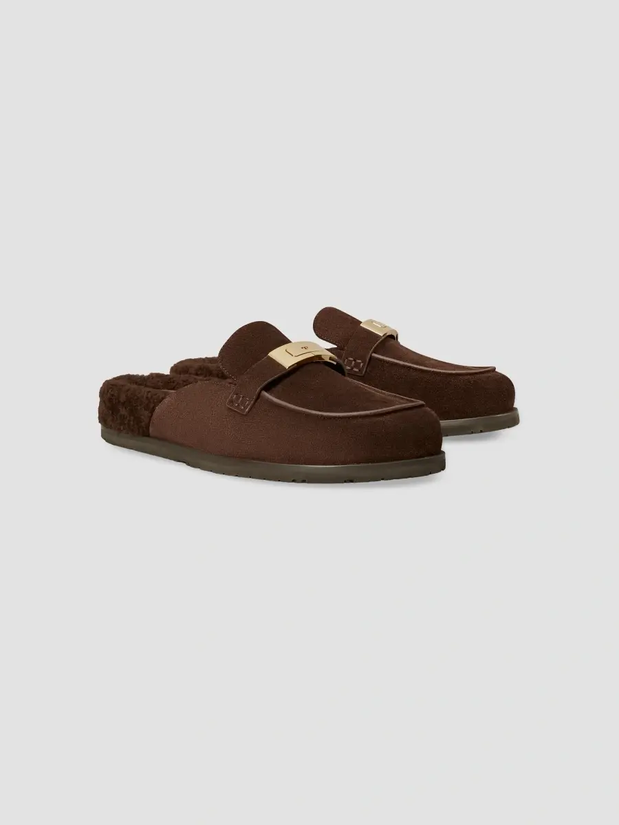 Tory Burch Women's Leelee Shearling-Lined Suede Mules | Thumbnail 3
