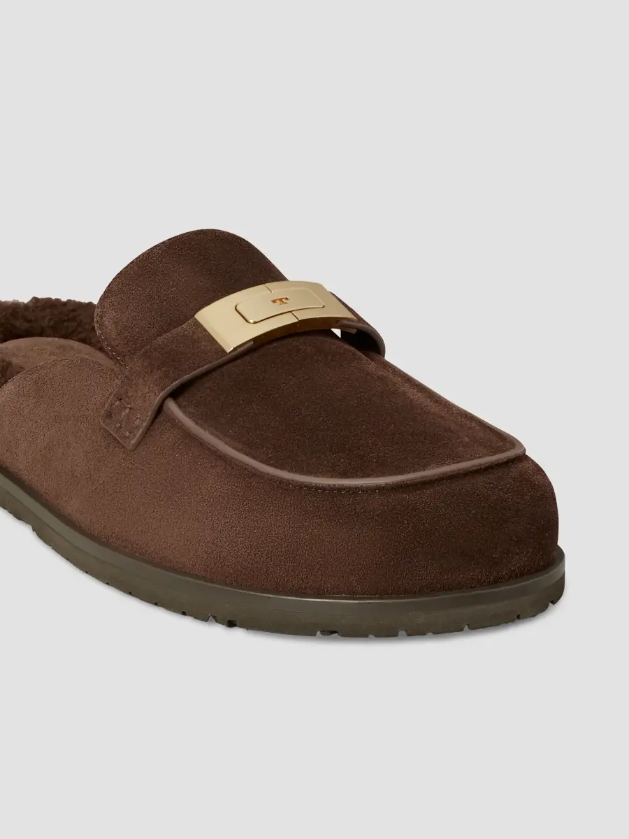 Tory Burch Women's Leelee Shearling-Lined Suede Mules | Thumbnail 4
